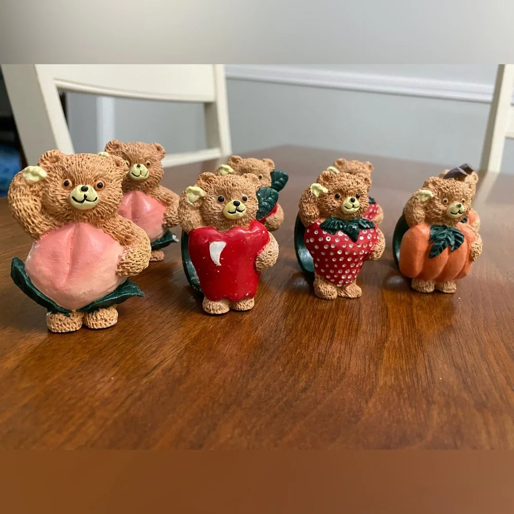 NIB‎ Vintage Teddy Bear Fruit Napkin Rings
